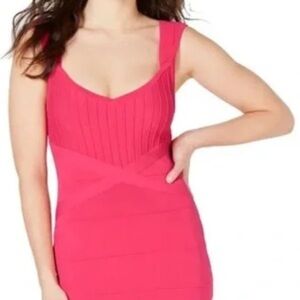 GUESS Sweetheart Bandage Bodycon Dress In Pink Sz 12 NWOT
